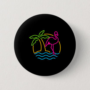 80s Vintage Miami Retro Neon Nk Flamingo 6 Cm Round Badge