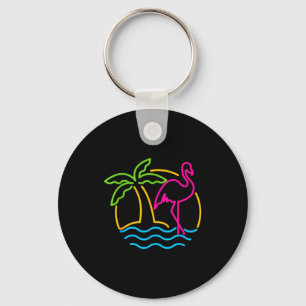 80s Vintage Miami Retro Neon Nk Flamingo  Key Ring
