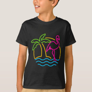 80s Vintage Miami Retro Neon Nk Flamingo  T-Shirt