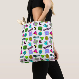 80s Vintage Print 90s Triangle Square Rectangle Tote Bag