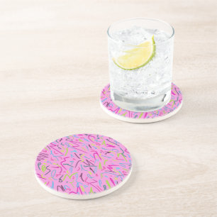 80s Vintage Print in Pink  Coaster