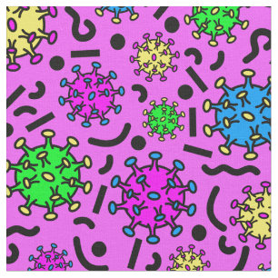 80s viruses on pink fabric