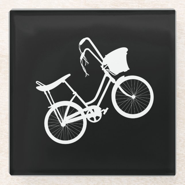 80's Wheelie (White)  Glass Coaster (Front)