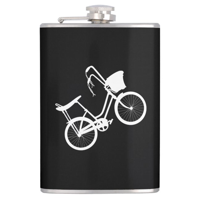 80's Wheelie (White) Hip Flask (Front)
