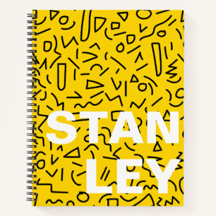 80's Yellow and Black Shape and squiggle  Notebook