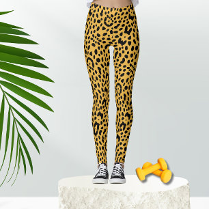 80's Yellow Safari leopard Print Leggings