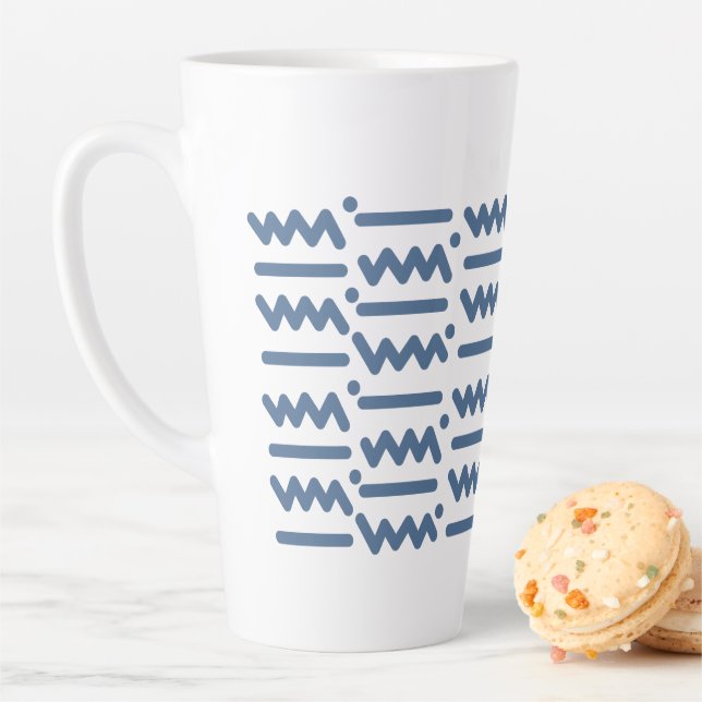 80s Zigzag Wallpaper - Blue Latte Mug (In Situ)