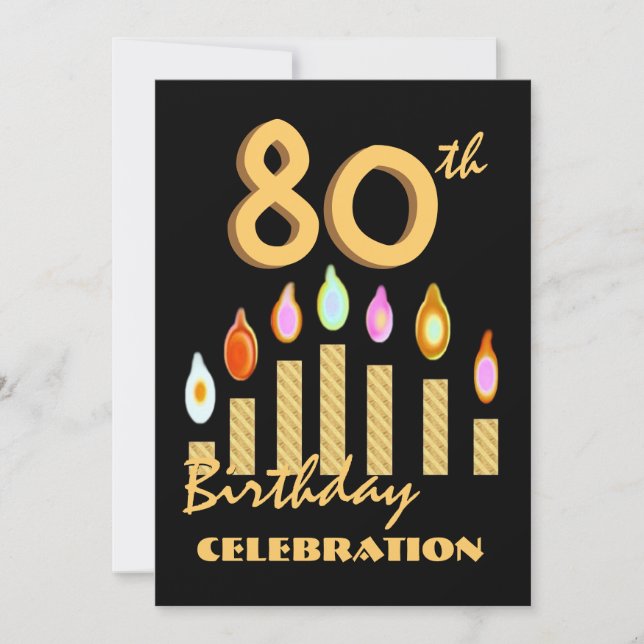 80th - 89th Birthday Party Gold Candles Template (Front)