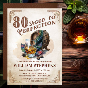 80th Aged to Perfection Scotch Birthday Party  Invitation