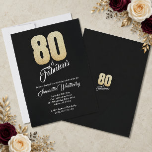 80th and fabulous birthday party invitation