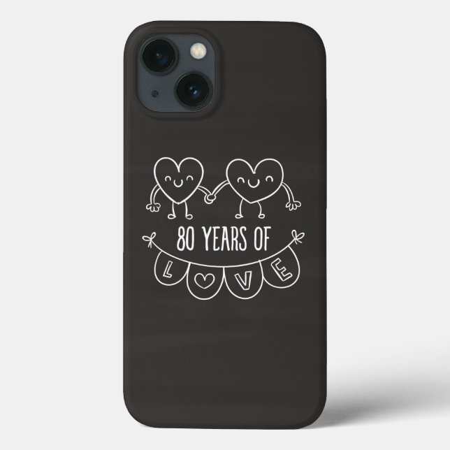 80th Anniversary Gift Chalk Hearts Case-Mate iPhone Case (Back)