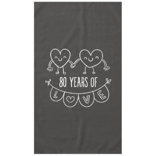80th Anniversary Gift Chalk Hearts Tablecloth