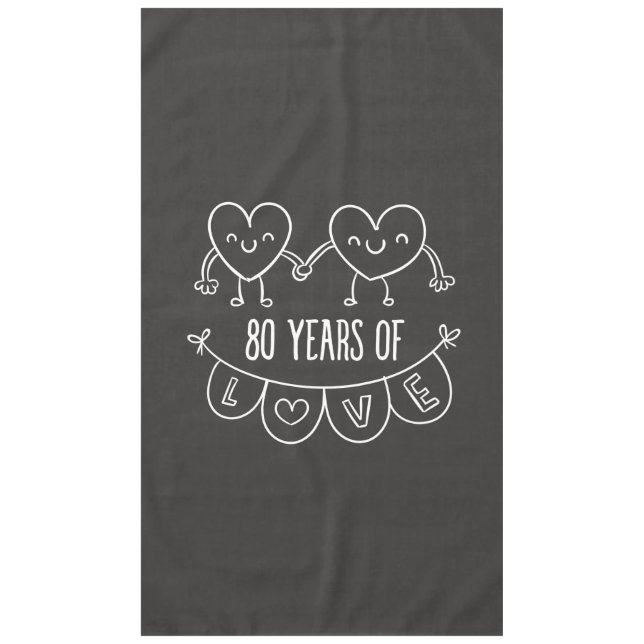 80th Anniversary Gift Chalk Hearts Tablecloth (Front)