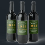80th Birthday 1941 Black Green Retro Personalised Wine Label<br><div class="desc">A personalised classic label design for that birthday celebration for a special person born in 1941 and turning 80. Add the name to this vintage retro style green, white and gold design for a custom 80th birthday gift. Easily edit the name and year with the template provided. A wonderful custom...</div>