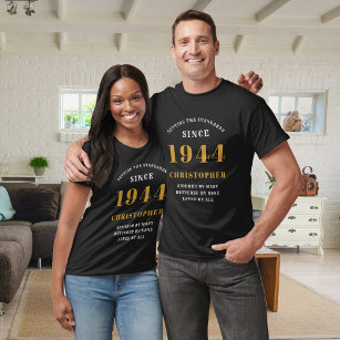 80th Birthday 1944 Add Name Black Gold Party T-Shirt