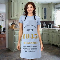 80th Birthday 1945 Name Chic Elegant Blue Gold