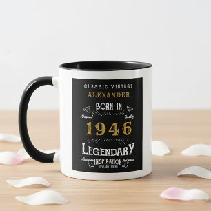 80th Birthday 1946 Legend Retro Black Personalized Mug