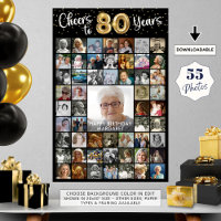 80th Birthday 55 Photo Collage Cheers to 80 Years