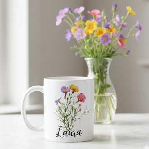80th Birthday 80 Personalised Floral Flower for he Coffee Mug