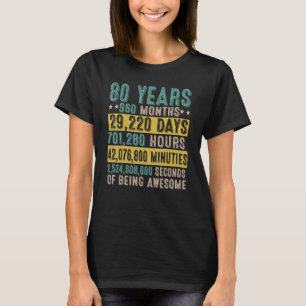 80th Birthday  80 Years Of Being Awesome Countdown T-Shirt