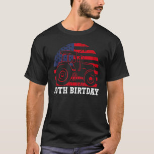 80th Birthday  80 Years Us Flag Tractor Driver T-Shirt