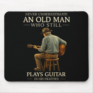 80th Birthday Acoustic Guitar Player Retro In Mouse Pad