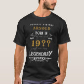 80th Birthday Add Name Year Legendary Black Gold T-Shirt (Front)