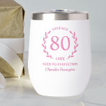 80th Birthday Aged to Perfection Custom Name Year<br><div class="desc">Super fun birthday gift - wine or coffee tumbler features text that reads "Vintage - aged to perfection" 80 - (change to any year) Add the birthday person's age, year and name. So easy to customise - you can even change the text colour. This makes a truly one of a...</div>