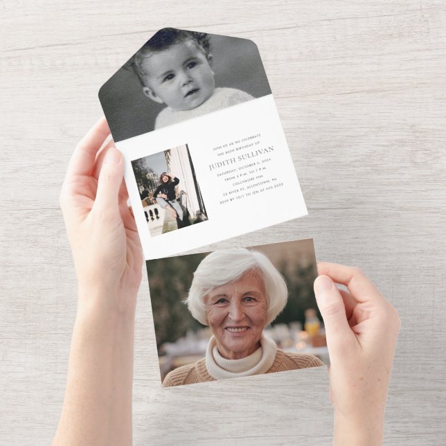 80th Birthday All In One Invitation (Tearaway)