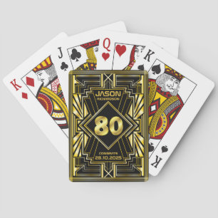 80th Birthday Art Deco Gold Black Great Gatsby Playing Cards