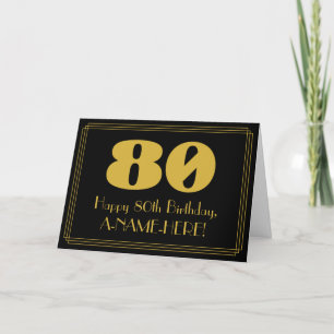 80th Birthday: Art Deco Inspired Look "80" & Name Card