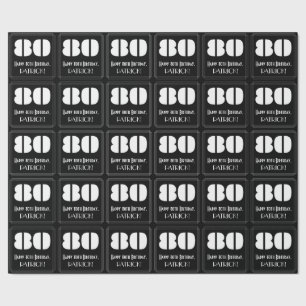 80th Birthday: Art Deco Inspired Look "80" & Name Wrapping Paper