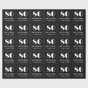 80th Birthday - Art Deco Inspired Look "80", Name Wrapping Paper