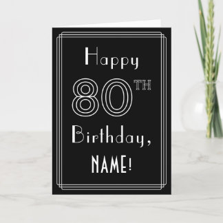 80th Birthday: Art Deco Style # 80 & Custom Name Card