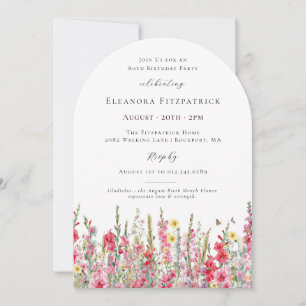 80th Birthday August Birth Month Flower Gladiolus Invitation