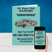 80th Birthday Banger Love Vintage Car Retro Style