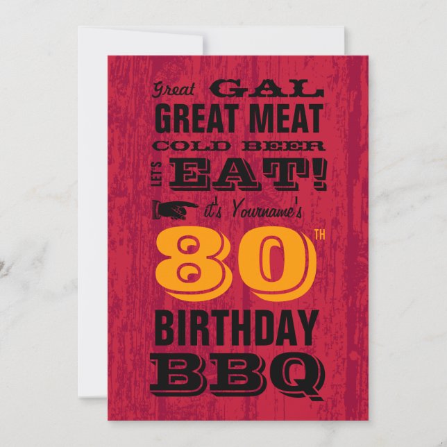 80th Birthday BBQ Grill Out Invitation (Front)