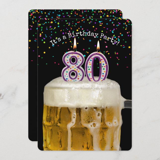 80th Birthday Beer Party Invitation (Front/Back)