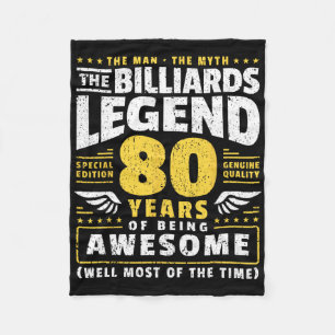 80th Birthday Billiards Player 80 Years Old Billia Fleece Blanket