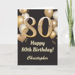 80th Birthday Black and Gold Balloons Confetti Card<br><div class="desc">80th Birthday Black and Gold Balloons Confetti Card. For further customisation,  please click the "Customise it" button and use our design tool to modify this template.</div>