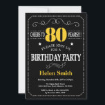 80th Birthday Black and Yellow Chalkboard Invitation<br><div class="desc">80th Birthday Invitation Black and Yellow Typography. Chalkboard. Black and White Background. Adult Birthday. Male Men or Women Birthday. Kids Boy or Girl Lady Teen Teenage Bday Invite. 13th 15th 16th 18th 20th 21st 30th 40th 50th 60th 70th 80th 90th 100th. Any Age. For further customisation, please click the "Customise...</div>