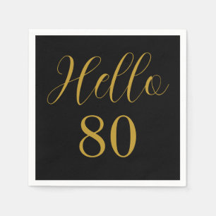 80th Birthday Black Gold Birthday Party Napkin