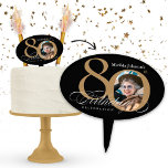 80th Birthday Black Gold Calligraphy Custom Photo Cake Pick<br><div class="desc">80th Birthday Black Gold Calligraphy Custom Photo Cake Topper. And elegantly designed special birthday celebration invitation,  featuring a custom photo of birthday person and script calligraphy with vintage flourish elements. Simple enough to fit a variety of themes and colors!
Need help? Simply contact me!</div>