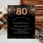 80th birthday black gold glitter budget invitation flyer<br><div class="desc">Please note that this invitation is on flyer paper and very thin. Envelopes are not included. For thicker invitations (same design) please visit our store. A modern, stylish and glamourous invitation for a 80th birthday party. A black background decorated with faux glitter. The name is written with a modern golden...</div>