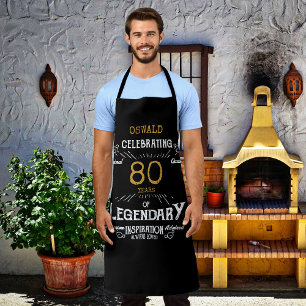 80th Birthday Black Gold Legendary Funny Apron