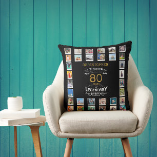 80th Birthday Black Gold Legendary Photo Cushion