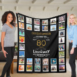 80th Birthday Black Gold  Legendary Photo Fleece Blanket<br><div class="desc">Personalised gift fleece blanket with 32 photos of your choice. A wonderful gift idea to commemorate a special birthday for that wonderful person. TOP TIP: If you Pre-crop your photos into a square shape before you upload them you have control of how they look. No problem if you can't do...</div>