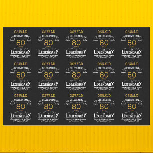 80th Birthday Black Gold Legendary Retro Tissue Paper