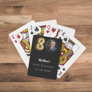 80th birthday black gold photo playing cards