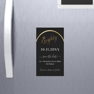 80th birthday black gold Save the Date magnet